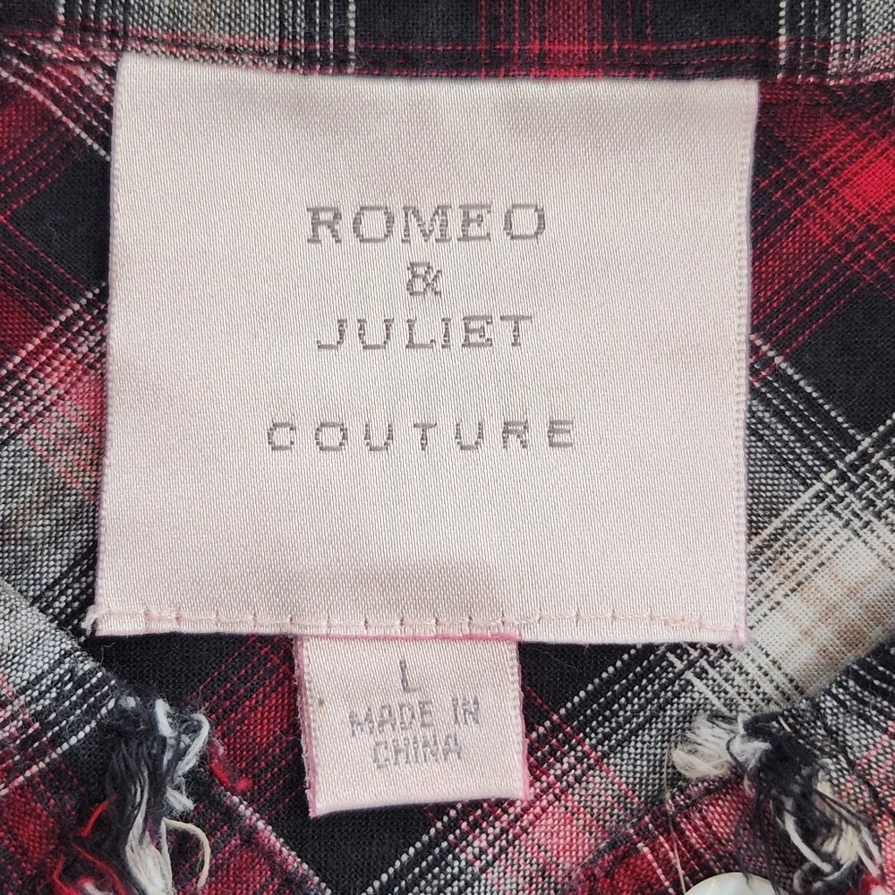 Romeo & Juliet Couture Western Plaid Button-Down Shirt  Size Large